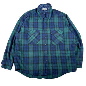 Sears RoeBuck Green and Blue Plaid  Vintage Button Up XL